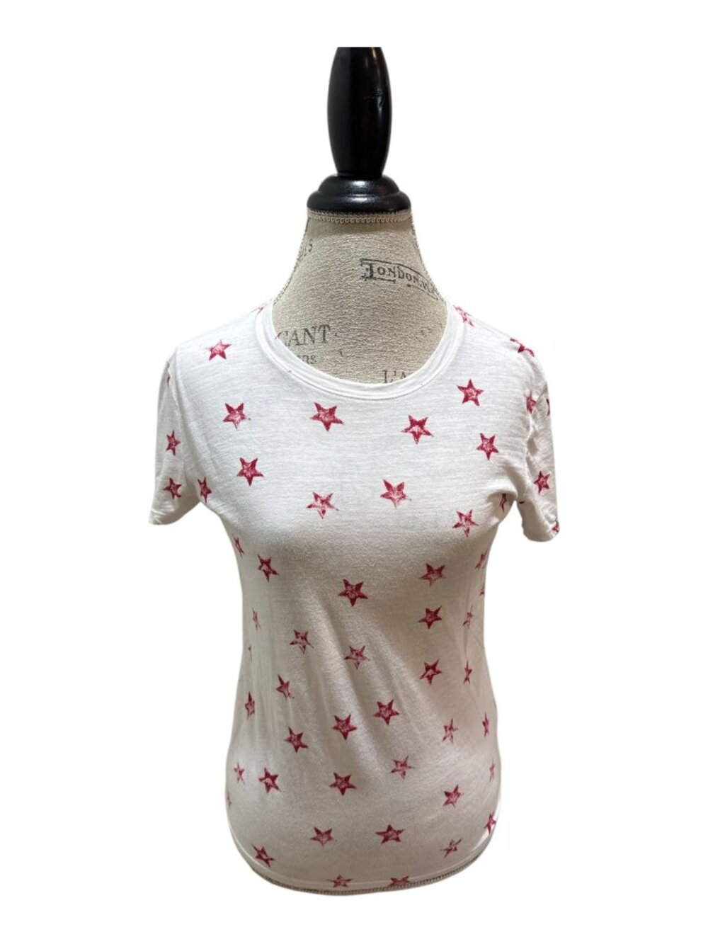 Lucky Brand Sz XS Red & White Star 100% Cotton Short Sleeve T-Shirt Top